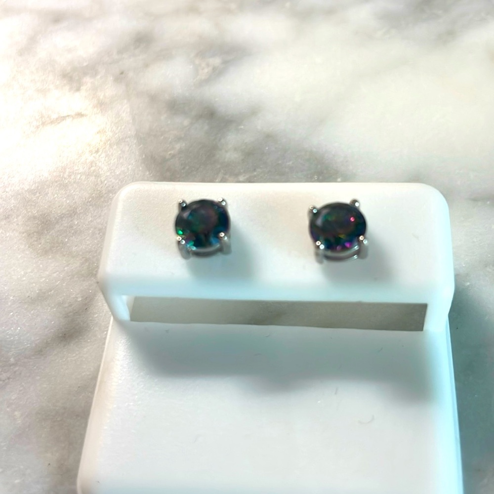 925 Sterling Mystic Topaz Stud Earrings